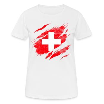 Schweiz Flagge - Frauen T-Shirt atmungsaktiv - Weiß - Vorne - AI Model Female 172 dark (172cm)