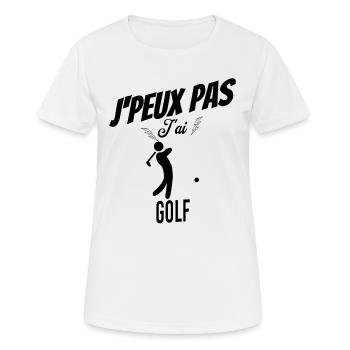 J'peux pas j'ai golf - T-shirt respirant Femme - blanc - Devant - AI Model Female 172 dark (172cm)