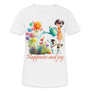 Bonheur et joie dans le jardin - T-shirt respirant Femme - blanc - Devant - AI Model Female 172 dark (172cm)