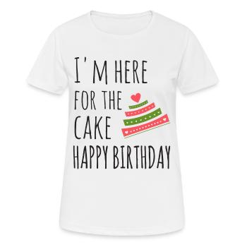 Je suis ici pour le gâteau, Joyeux anniversaire - T-shirt respirant Femme - blanc - Devant - AI Model Female 172 dark (172cm)