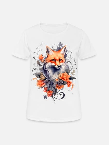 Fox and Flowers - Women's Breathable T-Shirt - white