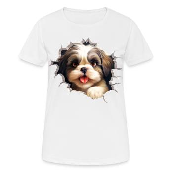 Shih Tzu mignon - T-shirt respirant Femme - blanc - Devant - AI Model Female 172 dark (172cm)