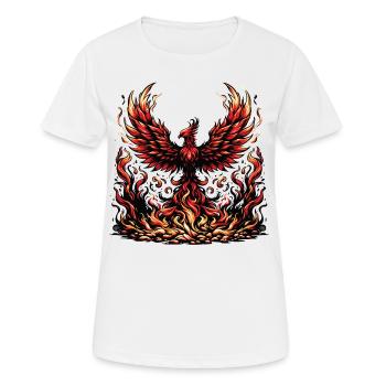 Ein majestätischer Phönix erhebt sich aus der Asche - Frauen T-Shirt atmungsaktiv - Weiß - Vorne - AI Model Female 172 dark (172cm)