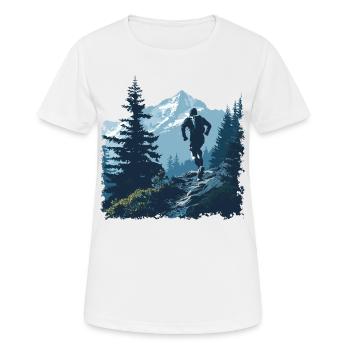Un coureur trail sur un sentier en montagne - T-shirt respirant Femme - blanc - Devant - AI Model Female 172 dark (172cm)