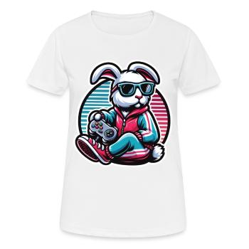 Zocker Osterhase für Nerds und Gamer - Frauen T-Shirt atmungsaktiv - Weiß - Vorne - AI Model Female 172 dark (172cm)