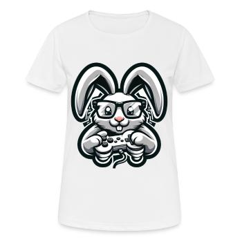 Zocker Osterhase für Nerds und Gamer - Frauen T-Shirt atmungsaktiv - Weiß - Vorne - AI Model Female 172 dark (172cm)