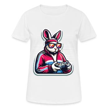 Zocker Osterhase für Nerds und Gamer - Frauen T-Shirt atmungsaktiv - Weiß - Vorne - AI Model Female 172 dark (172cm)