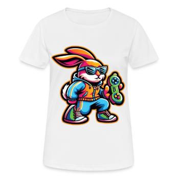 Zocker Osterhase für Nerds und Gamer - Frauen T-Shirt atmungsaktiv - Weiß - Vorne - AI Model Female 172 dark (172cm)