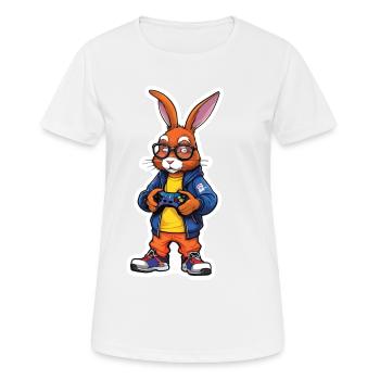 Zocker Osterhase für Nerds und Gamer - Frauen T-Shirt atmungsaktiv - Weiß - Vorne - AI Model Female 172 dark (172cm)