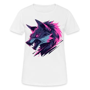 Loup féroce aux couleurs vives - T-shirt respirant Femme - blanc - Devant - AI Model Female 172 dark (172cm)
