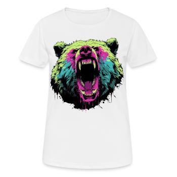 Furious bear in pop art style - Women's Breathable T-Shirt - white - Front - AI Model Female 172 dark (172cm)