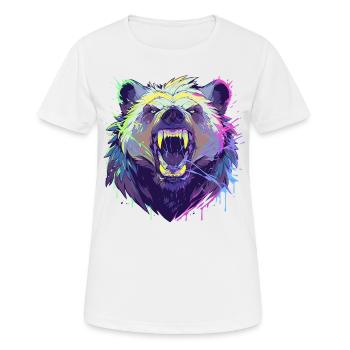Ours furieux aux couleurs vives - T-shirt respirant Femme - blanc - Devant - AI Model Female 172 dark (172cm)