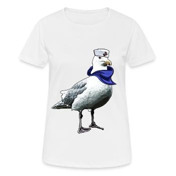Seefahrer Möwe | Yolo-Artwork - Frauen T-Shirt atmungsaktiv - Weiß - Vorne - AI Model Female 172 dark (172cm)