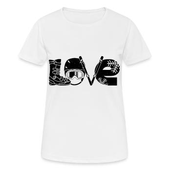 Ski Rider T-Shirts | Apre ski ski area gifts - Women's Breathable T-Shirt - white - Front - AI Model Female 172 dark (172cm)
