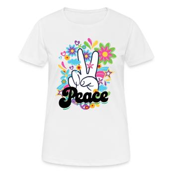 Peace Hippie | Hippies 60s sayings gift ideas - Women's Breathable T-Shirt - white - Front - AI Model Female 172 dark (172cm)