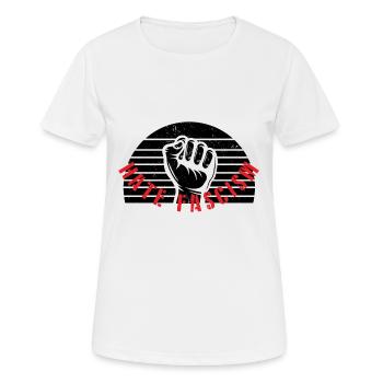 Anti Faschismus | Gegen Nazis Rassismus Geschenke - Frauen T-Shirt atmungsaktiv - Weiß - Vorne - AI Model Female 172 dark (172cm)