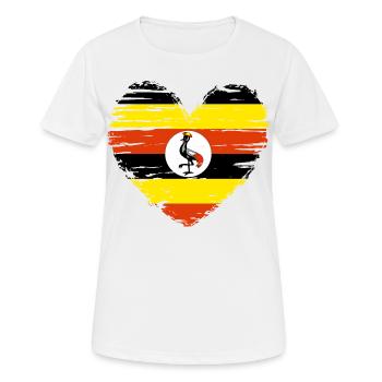 Uganda Heart Flag Flag Coat of Arms - Women's Breathable T-Shirt - white - Front - AI Model Female 172 dark (172cm)