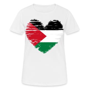 Palestine coeur drapeau blason - T-shirt respirant Femme - blanc - Devant - AI Model Female 172 dark (172cm)