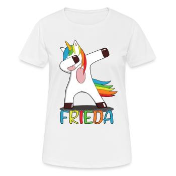 Frieda Name Vorname Namenstag Einhorn Geschenk - Frauen T-Shirt atmungsaktiv - Weiß - Vorne - AI Model Female 172 dark (172cm)