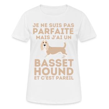 je ne suis pas parfaite mais jai un basset hound 1 - T-shirt respirant Femme - blanc - Devant - AI Model Female 172 dark (172cm)