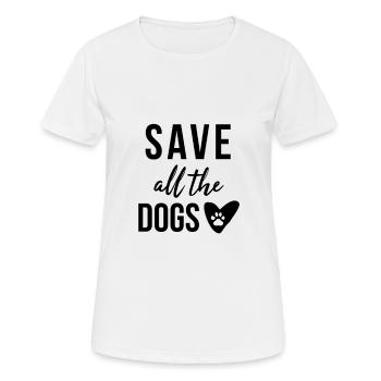 Tous les chiens protègent le chien patte chien doberman - T-shirt respirant Femme - blanc - Devant - AI Model Female 172 dark (172cm)