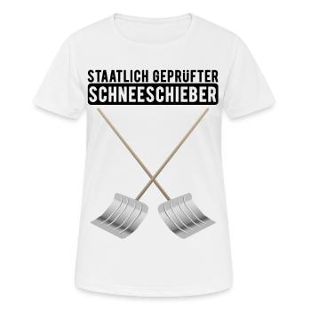 Staatlich geprüfter Zertifizierter Schneeschieber - Frauen T-Shirt atmungsaktiv - Weiß - Vorne - AI Model Female 172 dark (172cm)