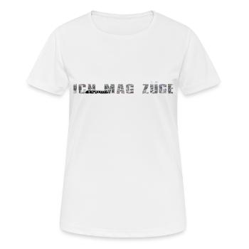 Ich mag Züge - Frauen T-Shirt atmungsaktiv - Weiß - Vorne - AI Model Female 172 dark (172cm)