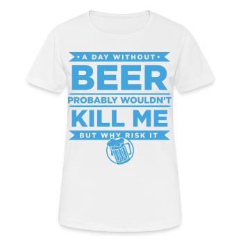 Bier T-Shirt mit Lustigem Spruch und Bierkrug - Frauen T-Shirt atmungsaktiv - Weiß - Vorne - AI Model Female 172 dark (172cm)