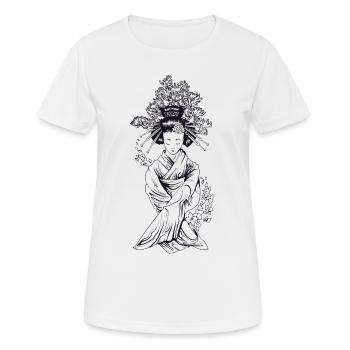 Geisha Japanische Kunst - Frauen T-Shirt atmungsaktiv - Weiß - Vorne - AI Model Female 172 dark (172cm)