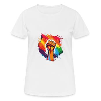 LGBTQ et fiers pour toujours - Rainbow LGBT Rights - T-shirt respirant Femme - blanc - Devant - AI Model Female 172 dark (172cm)