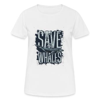 Save the whales - Frauen T-Shirt atmungsaktiv - Weiß - Vorne - AI Model Female 172 dark (172cm)