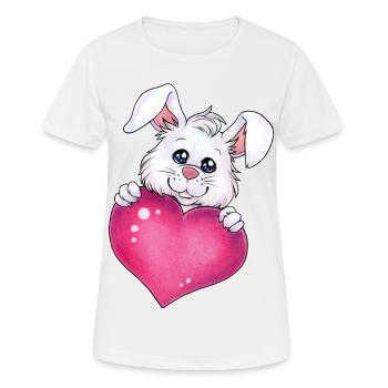 Niedlicher Hase Herz Liebe Geschenk Valentinstag - Frauen T-Shirt atmungsaktiv - Weiß - Vorne - AI Model Female 172 dark (172cm)