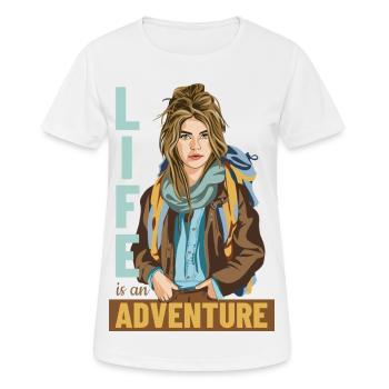 Life is an Adventure - Women's Breathable T-Shirt - white - Front - AI Model Female 172 dark (172cm)