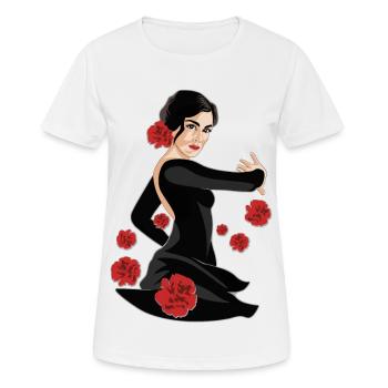 CARNATIONS Flamenco Dancer - Women's Breathable T-Shirt - white - Front - AI Model Female 172 dark (172cm)