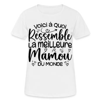 Cadeau Meilleure Mamou - Cadeau Super Mamou - T-shirt respirant Femme - blanc - Devant - AI Model Female 172 dark (172cm)