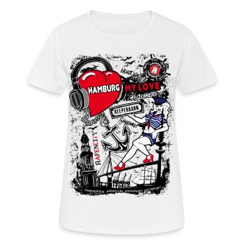 I Love Hamburg T-Shirt - Frauen T-Shirt atmungsaktiv - Weiß - Vorne - AI Model Female 172 dark (172cm)