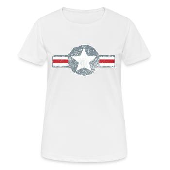 VINTAGE USA US AIR FORCE US ARMY MILITÄRABZEICHEN - Frauen T-Shirt atmungsaktiv - Weiß - Vorne - AI Model Female 172 dark (172cm)