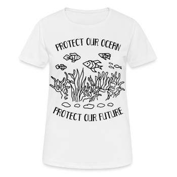 Protects Our Ocean Sea Plastic Pollution - Women's Breathable T-Shirt - white - Front - AI Model Female 172 dark (172cm)
