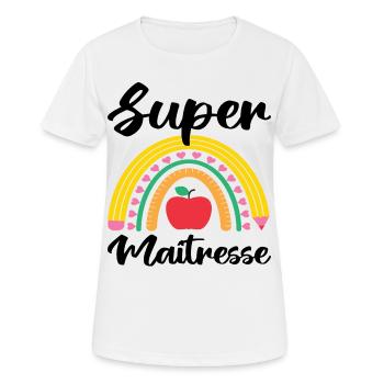 Super maitresse cadeau maîtresse d' école. - T-shirt respirant Femme - blanc - Devant - AI Model Female 172 dark (172cm)