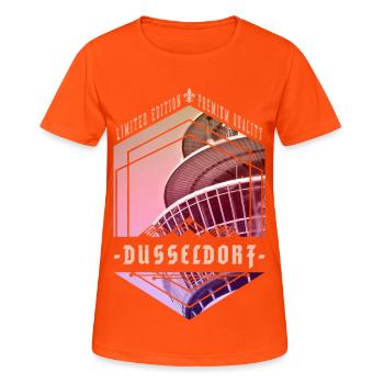 Dusseldorf Germany City Skyline Home Love - Women's Breathable T-Shirt - neon orange - Front - AI Model Female 172 dark (172cm)