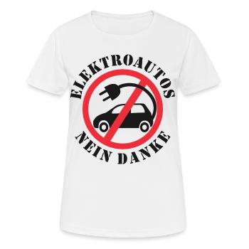 Elektroautos Nein danke - Frauen T-Shirt atmungsaktiv - Weiß - Vorne - AI Model Female 172 dark (172cm)