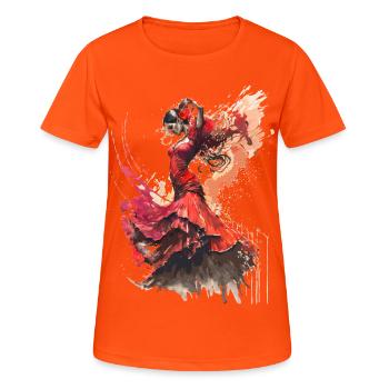 Danseuse de flamenco - T-shirt respirant Femme - orange néon - Devant - AI Model Female 172 dark (172cm)