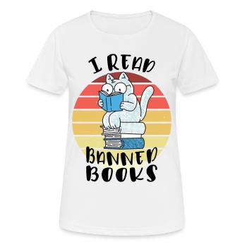 J’ai lu des livres interdits Cat - T-shirt respirant Femme - blanc - Devant - AI Model Female 172 dark (172cm)