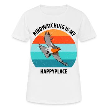 Observation des oiseaux Observation des oiseaux Observation des oiseaux - T-shirt respirant Femme - blanc - Devant - AI Model Female 172 dark (172cm)
