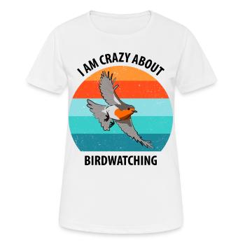 Observation des oiseaux Observation des oiseaux Observation des oiseaux - T-shirt respirant Femme - blanc - Devant - AI Model Female 172 dark (172cm)