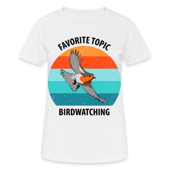 Observation des oiseaux Observation des oiseaux Observation des oiseaux - T-shirt respirant Femme - blanc - Devant - AI Model Female 172 dark (172cm)