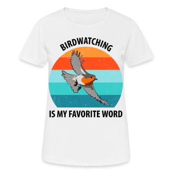 Observation des oiseaux Observation des oiseaux Observation des oiseaux - T-shirt respirant Femme - blanc - Devant - AI Model Female 172 dark (172cm)
