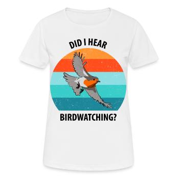 Observation des oiseaux Observation des oiseaux Observation des oiseaux - T-shirt respirant Femme - blanc - Devant - AI Model Female 172 dark (172cm)