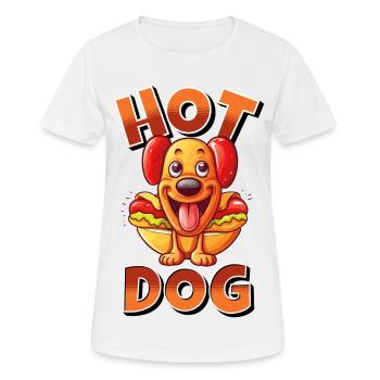 Hot Dog Hund Wurst Fast Food Wortwitz Lustig Humor - Frauen T-Shirt atmungsaktiv - Weiß - Vorne - AI Model Female 172 dark (172cm)