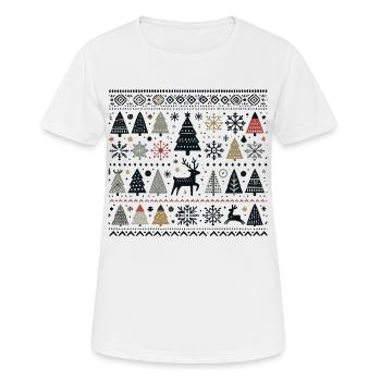 Skandinavische Weihnachtselemente und Winterbäume - Frauen T-Shirt atmungsaktiv - Weiß - Vorne - AI Model Female 172 dark (172cm)